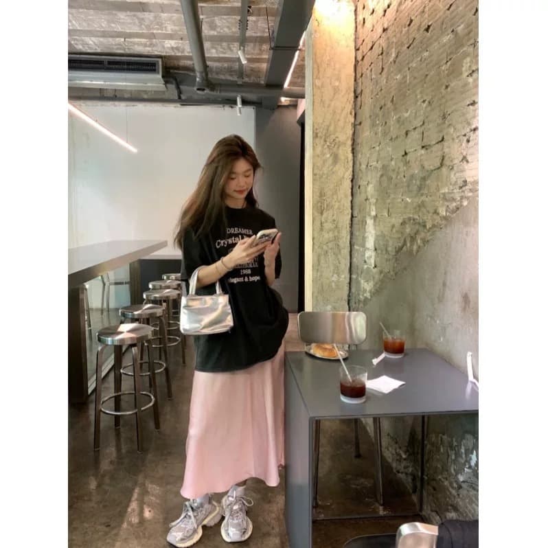 2026 년 한국 대외 무역 ~ 중 캐주얼 패션 워싱 마 오래된 순면 반팔 티셔츠 여성 루즈핏 대 에디션 상세 이미지 4