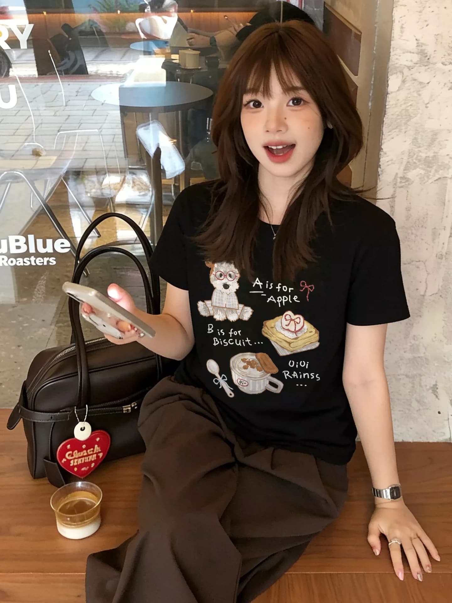 한 부서 순면 기본 셔츠 여름 새로운 느긋한 루즈핏 만화 프린트 라운드 넥 반팔 빅 사이즈 여성 의류 티셔츠 상세 이미지 8