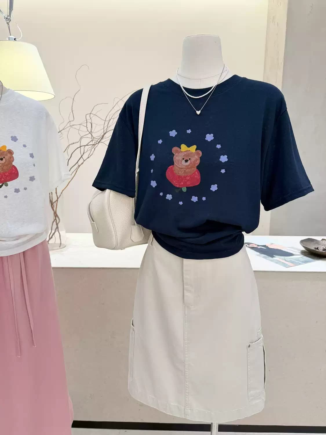 경관 그림 21 순면 210 그램 이후 패키지 칼라 여름 드레스 한 부서 반팔 티셔츠 여성 한국 스타일 루즈핏 빅 사이즈 프린트 상세 이미지 4