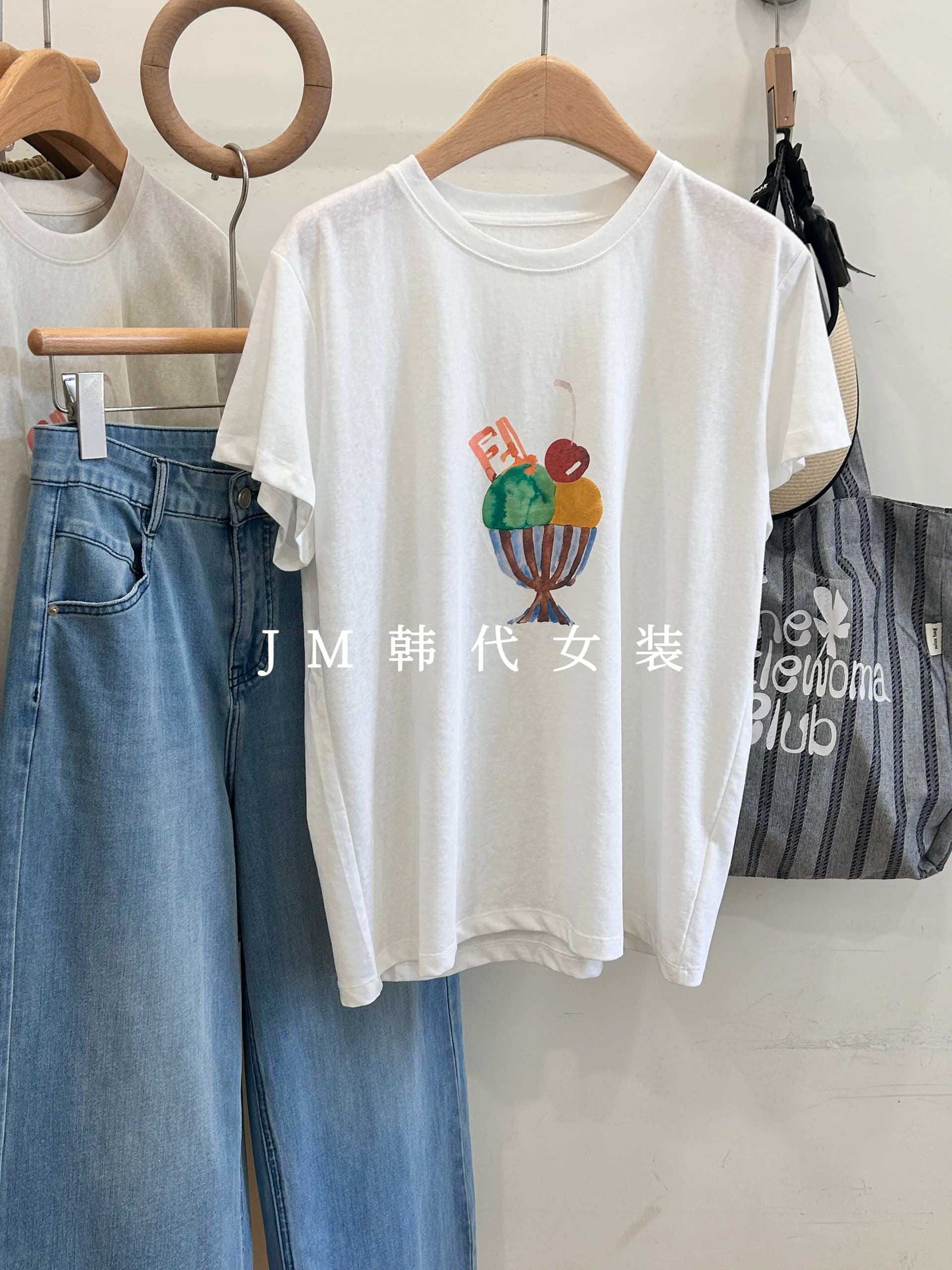 경관 그림 21 순면 210 그램 이후 패키지 칼라 여름 드레스 한 부서 반팔 티셔츠 여성 한국 스타일 루즈핏 빅 사이즈 프린트 상세 이미지 2