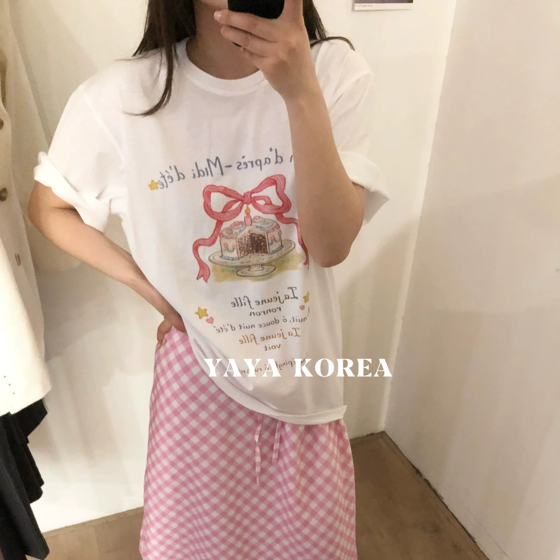 경관 그림 21 순면 210 그램 이후 패키지 칼라 여름 드레스 한 부서 반팔 티셔츠 여성 한국 스타일 루즈핏 빅 사이즈 프린트 이미지 5