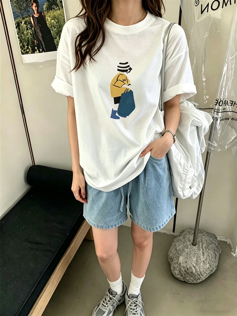 경관 그림 21 순면 210 그램 이후 패키지 칼라 여름 드레스 한 부서 반팔 티셔츠 여성 한국 스타일 루즈핏 빅 사이즈 프린트