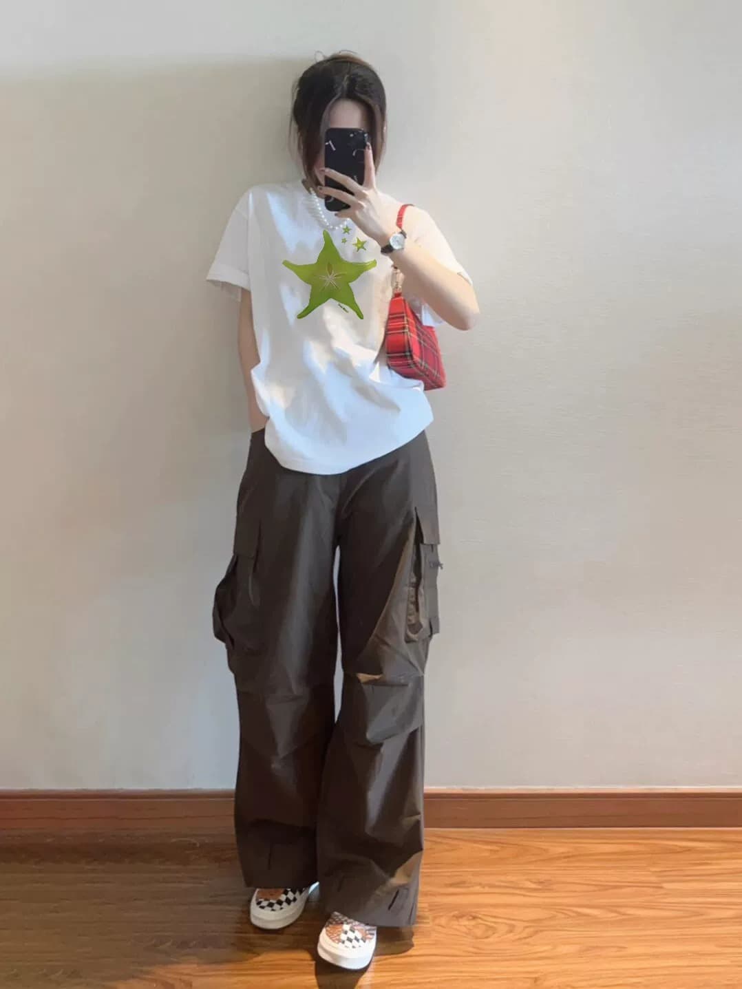 경관 그림 21 순면 210 그램 이후 패키지 칼라 여름 드레스 한 부서 반팔 티셔츠 여성 한국 스타일 루즈핏 빅 사이즈 프린트 상세 이미지 4