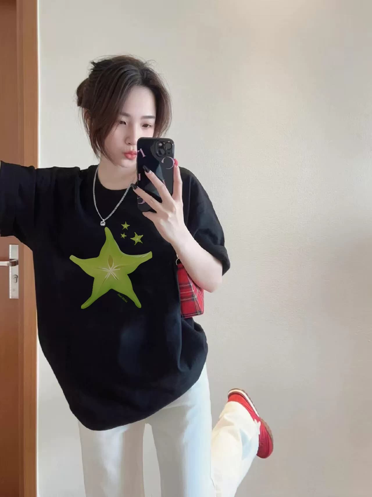 경관 그림 21 순면 210 그램 이후 패키지 칼라 여름 드레스 한 부서 반팔 티셔츠 여성 한국 스타일 루즈핏 빅 사이즈 프린트 상세 이미지 6