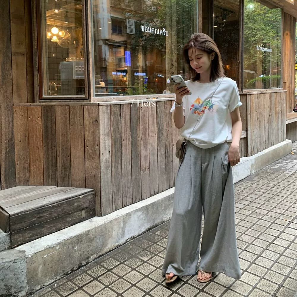 여름 드레스 한 부서 반팔 티셔츠 여성 한국 스타일 루즈핏 빅 사이즈 프린트 이미지 5