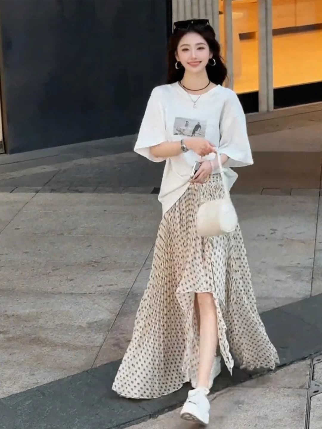 2026 한국 대외 무역 새로운 이후 패키지 칼라 여름 드레스 한 부서 반팔 티셔츠 여성 한국 스타일 루즈핏 빅 사이즈 프린트 이미지 4