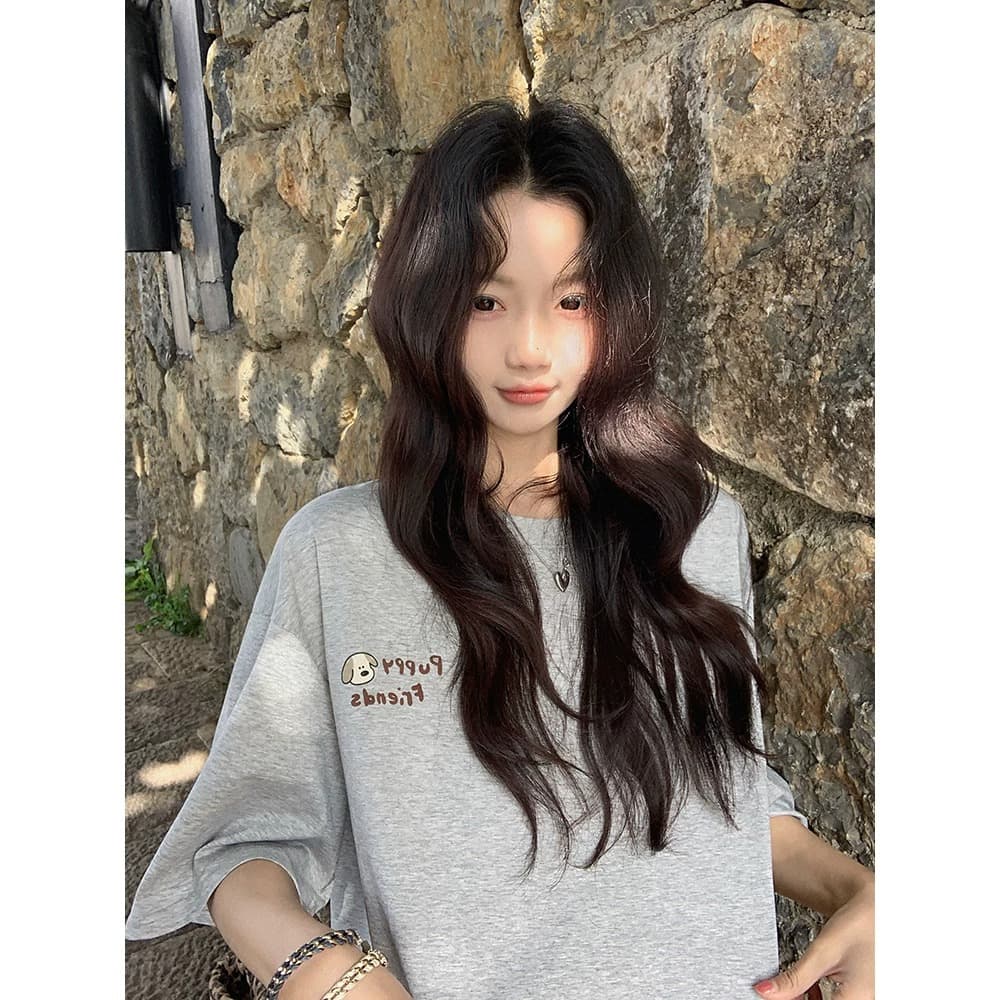 경관 그림 21 순면 210 그램 이후 패키지 칼라 여름 드레스 한 부서 반팔 티셔츠 여성 한국 스타일 루즈핏 빅 사이즈 프린트 상세 이미지 3