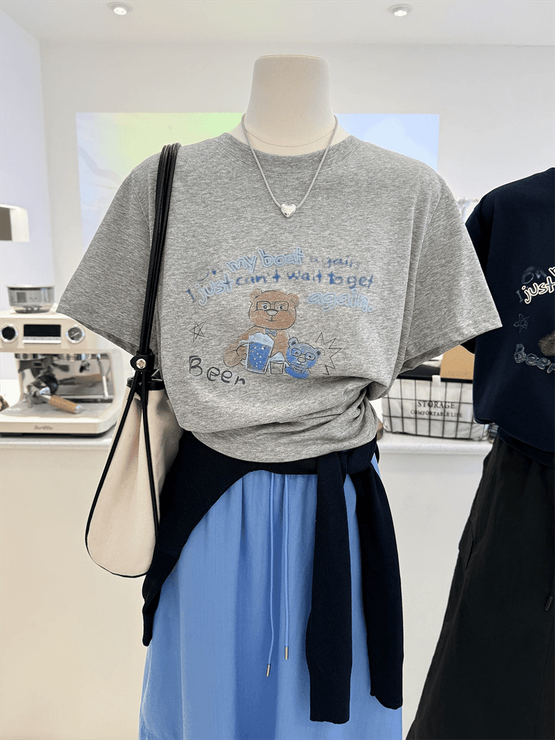 2026 한국 대외 무역 새로운 여름 드레스 한 부서 반팔 티셔츠 여성 한국 스타일 루즈핏 빅 사이즈 프린트 상세 이미지 3