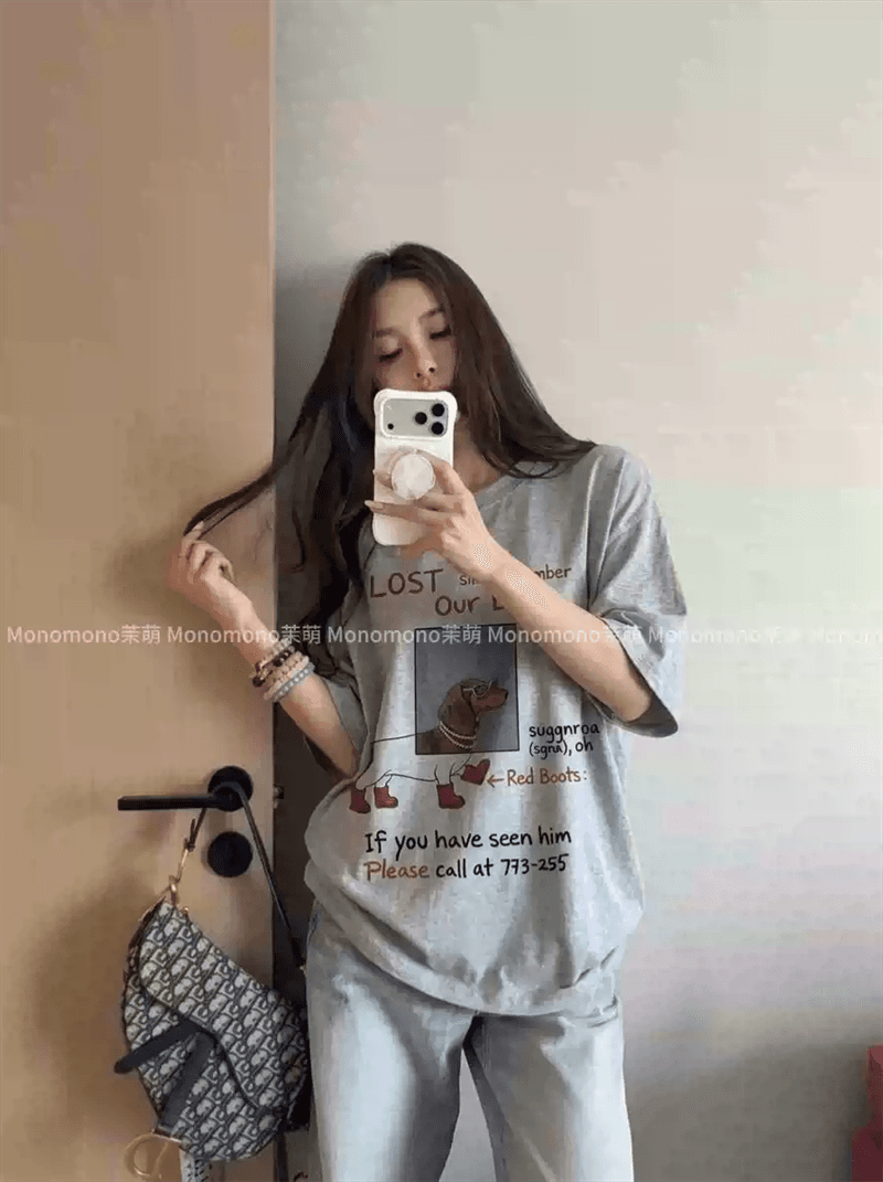 경관 그림 21 순면 210 그램 이후 패키지 칼라 여름 드레스 한 부서 반팔 티셔츠 여성 한국 스타일 루즈핏 빅 사이즈 프린트