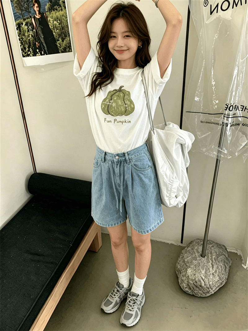 2026 한국 대외 무역 새로운 이후 패키지 칼라 여름 드레스 한 부서 반팔 티셔츠 여성 한국 스타일 루즈핏 빅 사이즈 프린트 상세 이미지 5