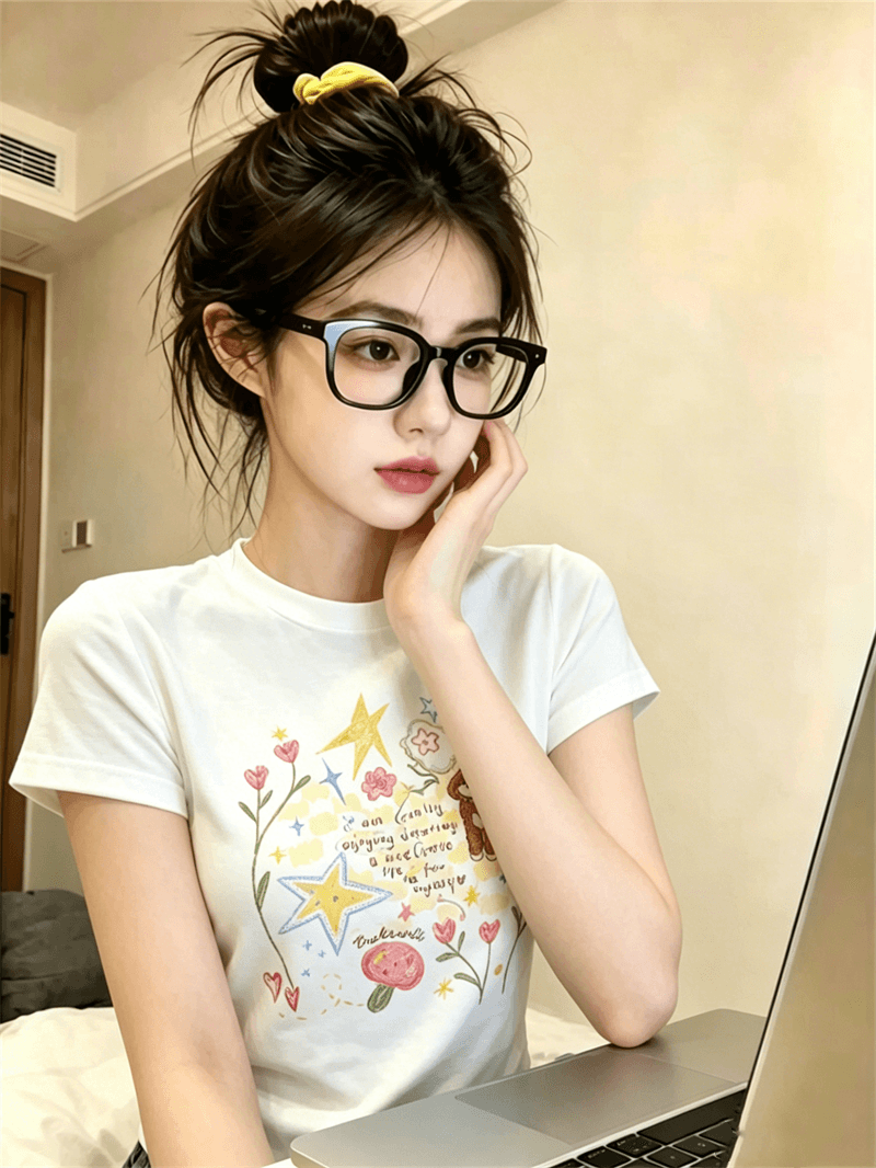 경관 그림 정가 40 순면 220 그램 92 면 8 암모니아 Lun 긍정적 인 어깨 반팔 티셔츠 여성 프린트 이미지 3