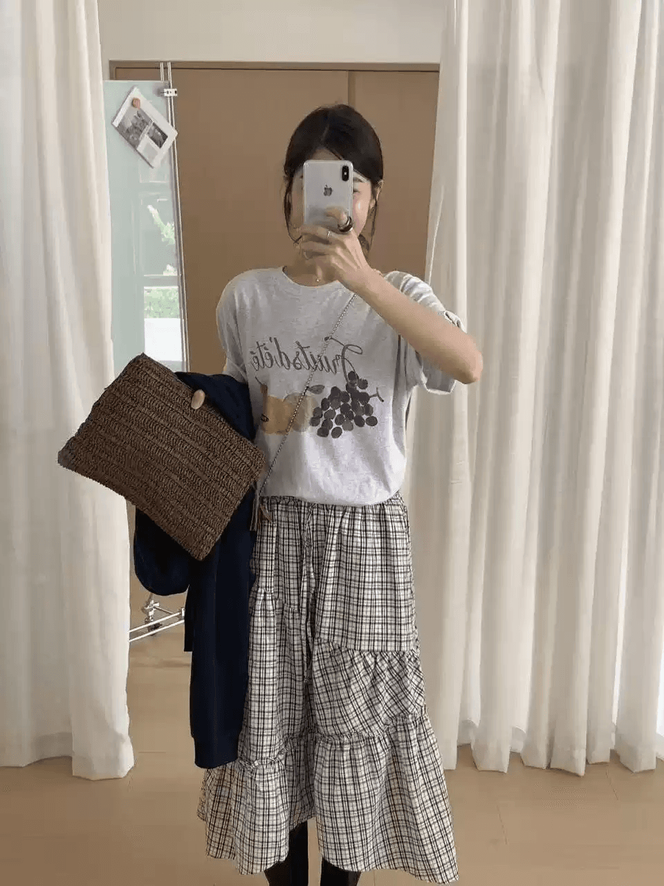 여름 드레스 한 부서 반팔 티셔츠 여성 한국 스타일 루즈핏 빅 사이즈 프린트 이미지 3