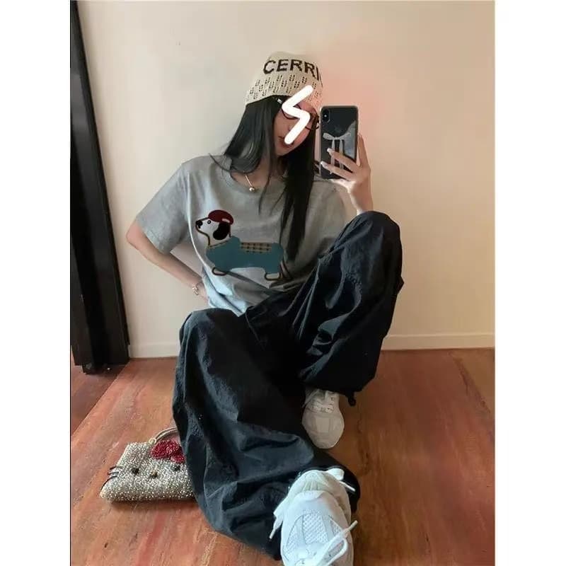 경관 그림 21 순면 210 그램 이후 패키지 칼라 여름 드레스 한 부서 반팔 티셔츠 여성 한국 스타일 루즈핏 빅 사이즈 프린트 상세 이미지 4