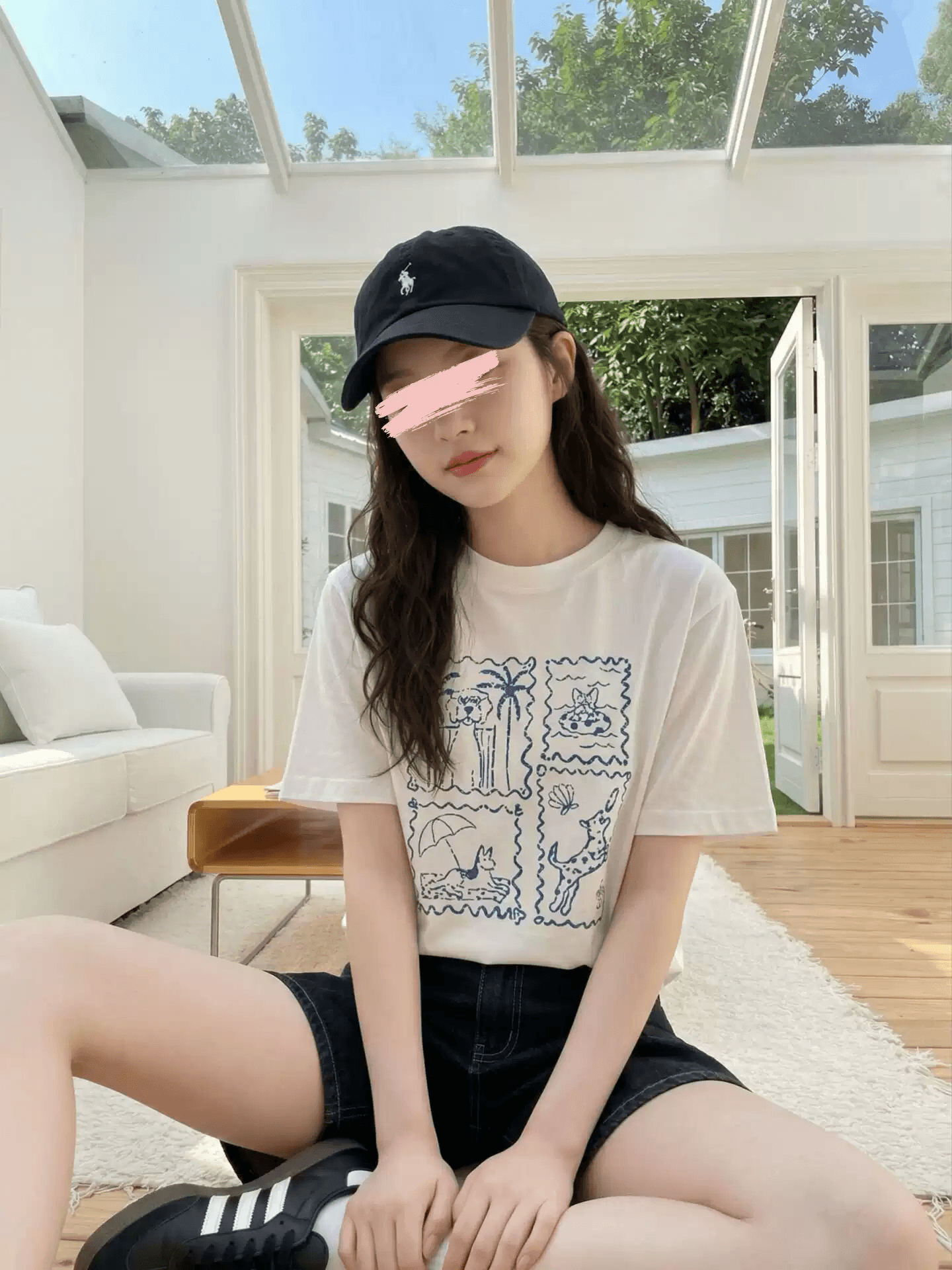 경관 그림 21 순면 210 그램 이후 패키지 칼라 여름 드레스 한 부서 반팔 티셔츠 여성 한국 스타일 루즈핏 빅 사이즈 프린트