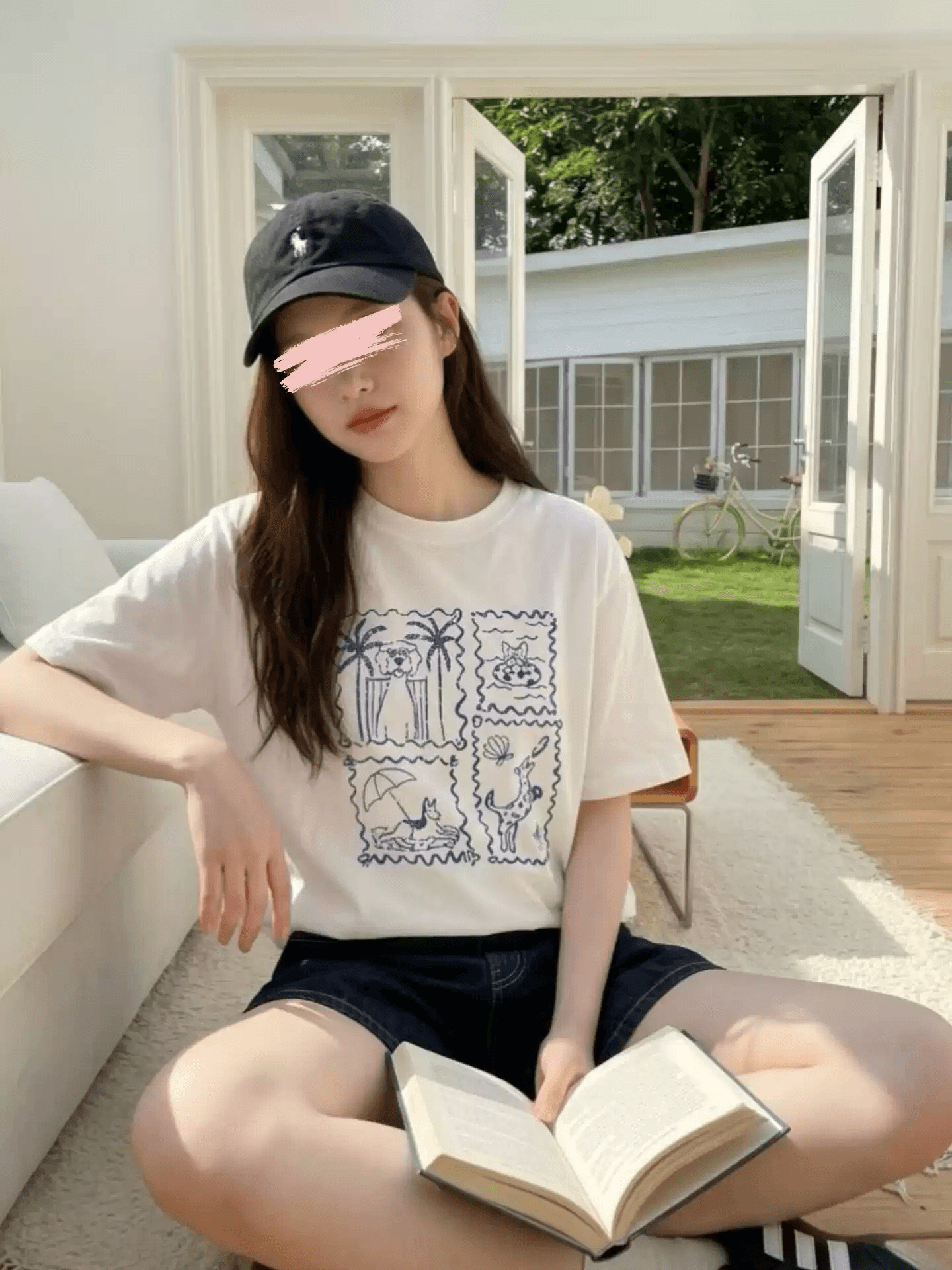 경관 그림 21 순면 210 그램 이후 패키지 칼라 여름 드레스 한 부서 반팔 티셔츠 여성 한국 스타일 루즈핏 빅 사이즈 프린트 이미지 3
