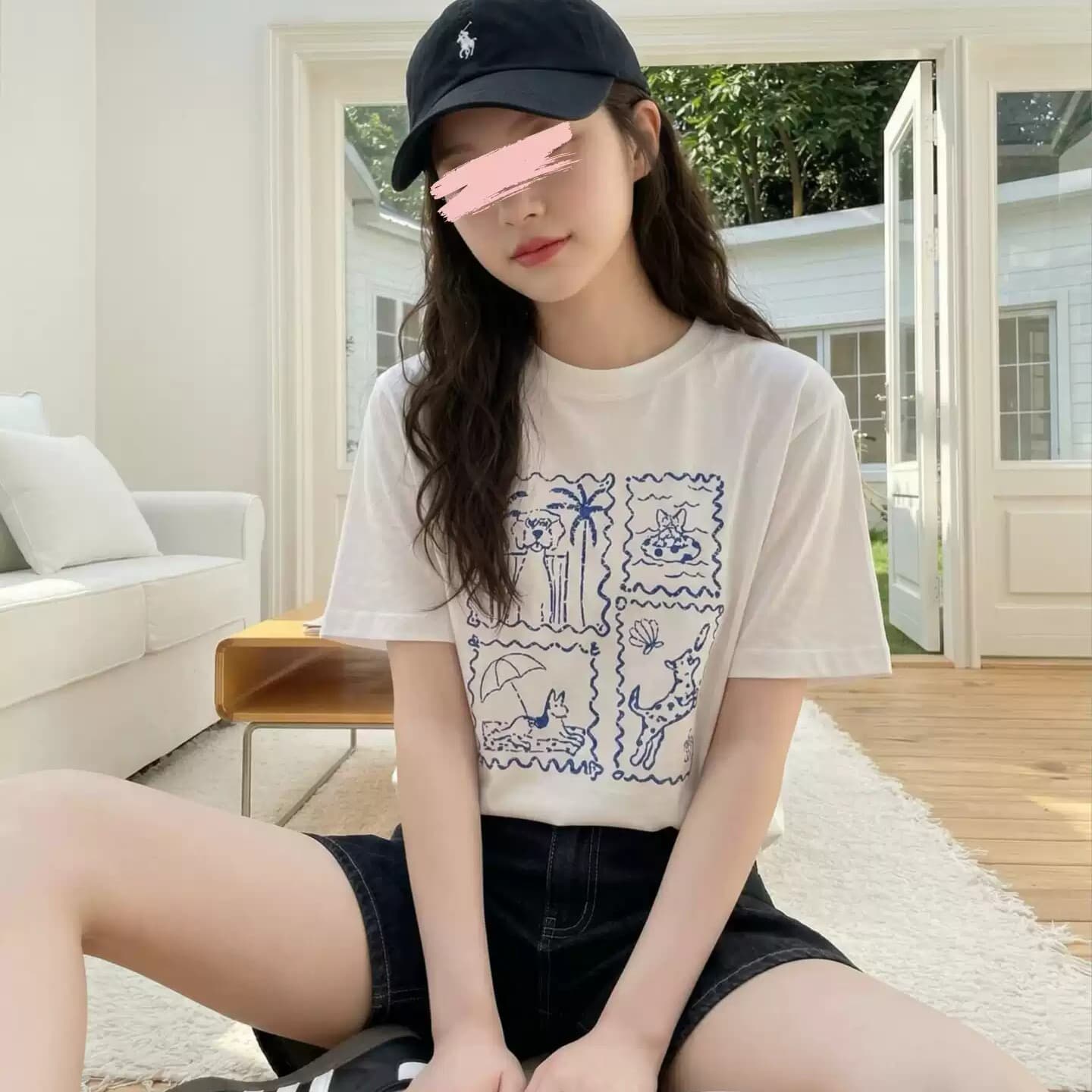 경관 그림 21 순면 210 그램 이후 패키지 칼라 여름 드레스 한 부서 반팔 티셔츠 여성 한국 스타일 루즈핏 빅 사이즈 프린트 이미지 5