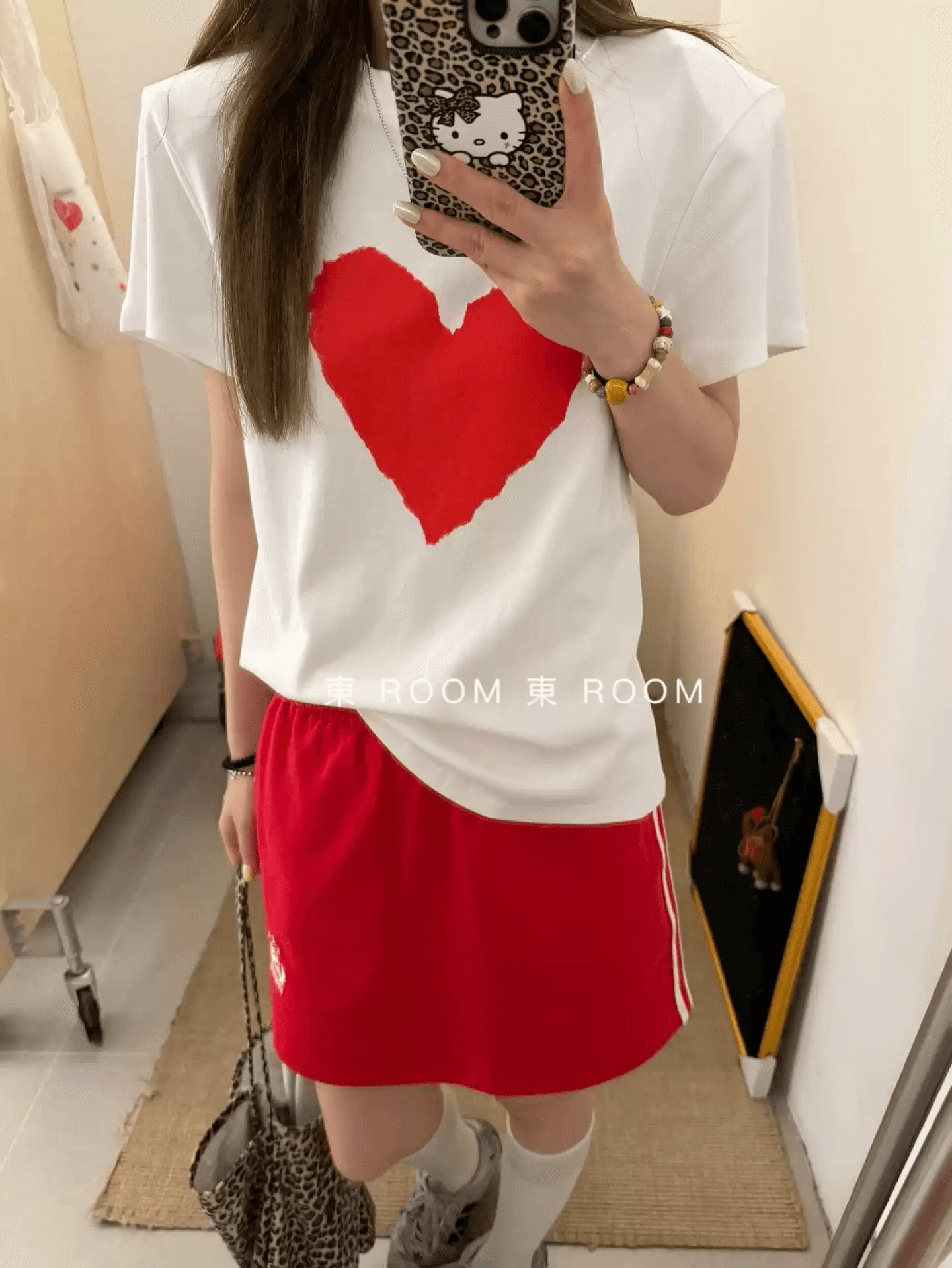 경관 그림 21 순면 210 그램 이후 패키지 칼라 여름 드레스 한 부서 반팔 티셔츠 여성 한국 스타일 루즈핏 빅 사이즈 프린트 상세 이미지 2