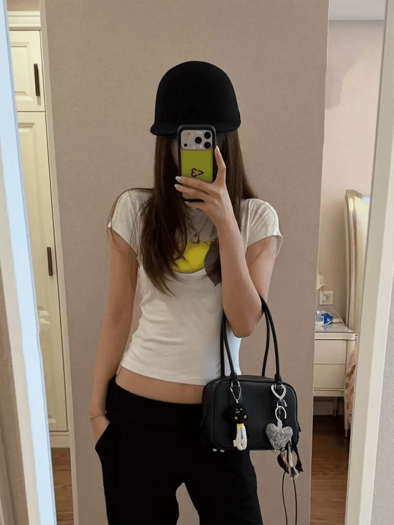 한 부서 순면 기본 셔츠 여성 2026 여름 새로운 레몬 프린트 라운드 넥 다용도 반팔 티셔츠 루즈핏 맨위 이미지 2