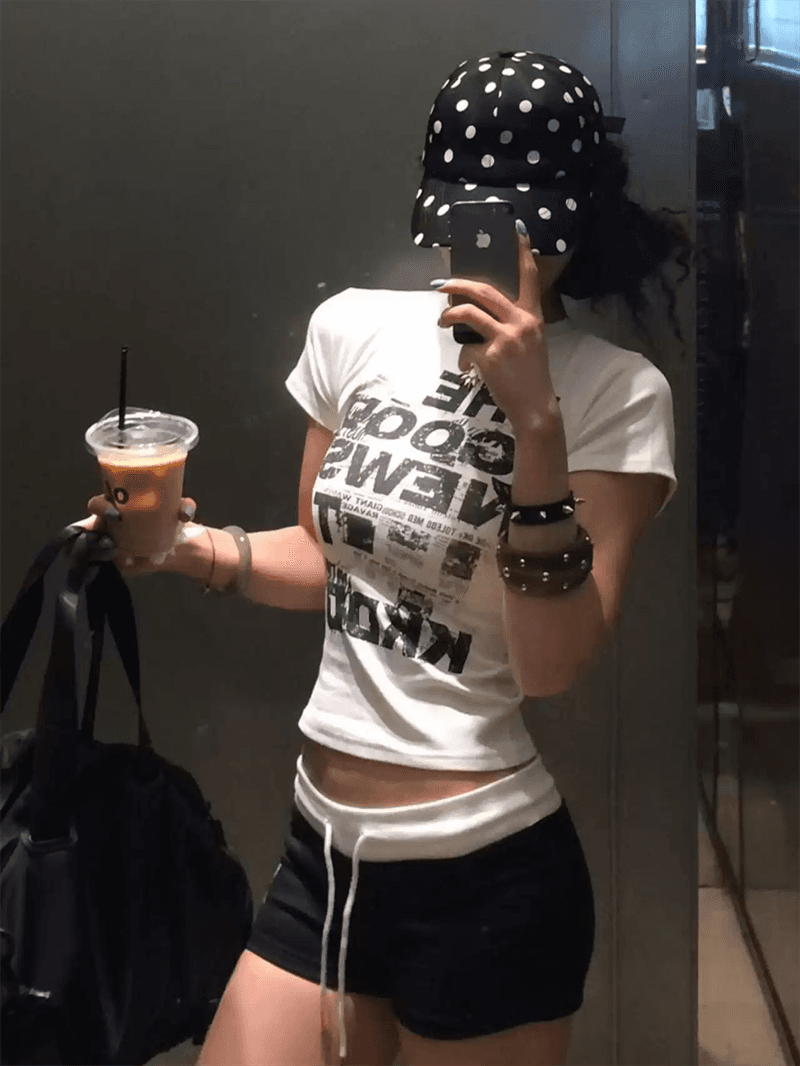 한 부서 순면 기본 셔츠 여성 2026 여름 새로운 알파벳 프린트 라운드 넥 다용도 반팔 티셔츠 루즈핏 맨위 이미지 4
