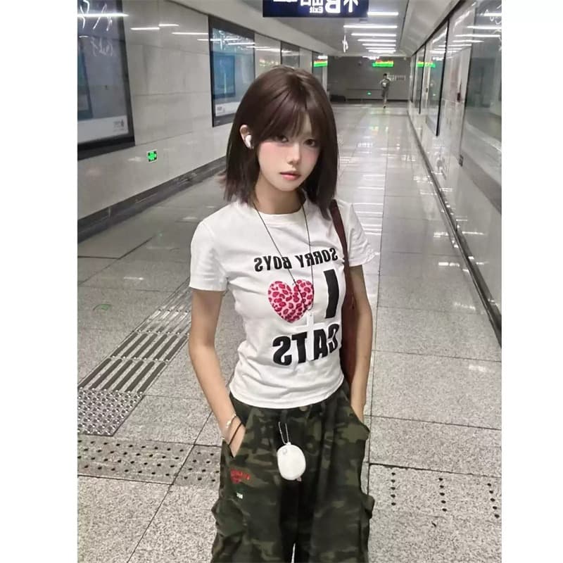 한 부서 순면 기본 셔츠 여성 2026 여름 새로운 알파벳 프린트 라운드 넥 다용도 반팔 티셔츠 루즈핏 맨위 이미지 5