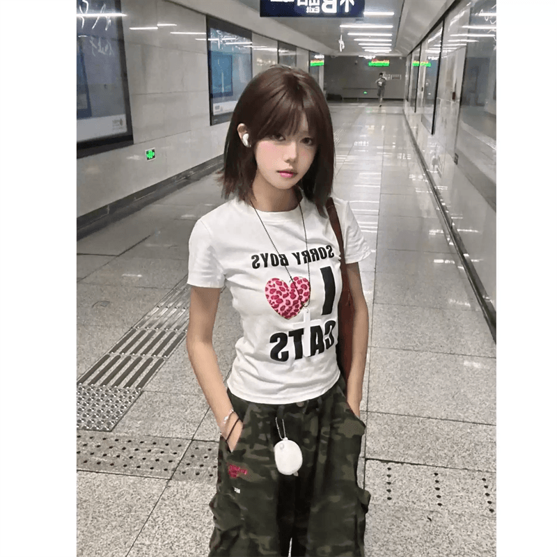 한 부서 순면 기본 셔츠 여성 2026 여름 새로운 알파벳 프린트 라운드 넥 다용도 반팔 티셔츠 루즈핏 맨위 상세 이미지 2