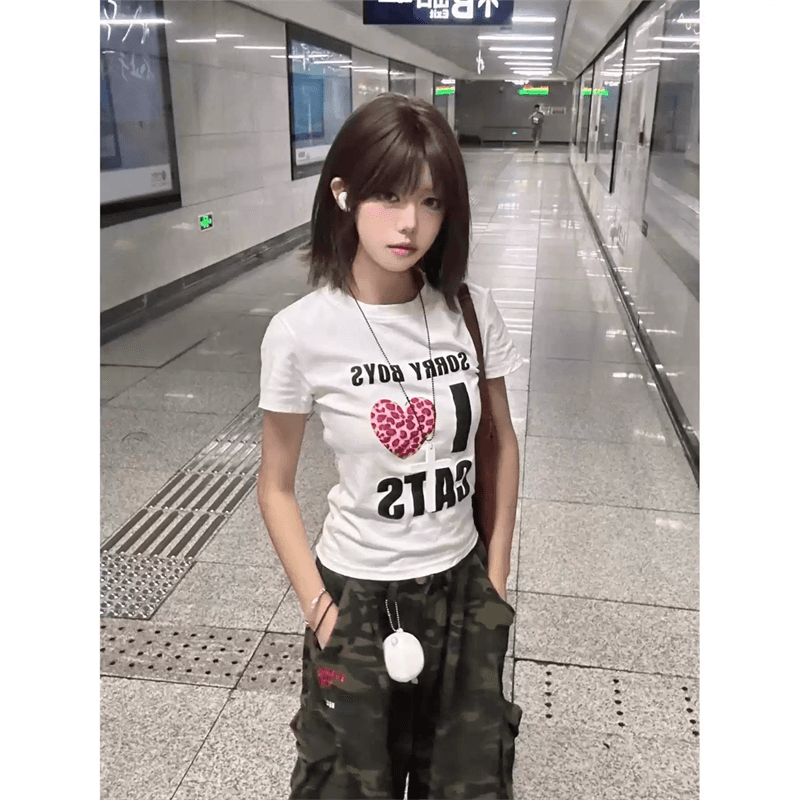한 부서 순면 기본 셔츠 여성 2026 여름 새로운 알파벳 프린트 라운드 넥 다용도 반팔 티셔츠 루즈핏 맨위 상세 이미지 6