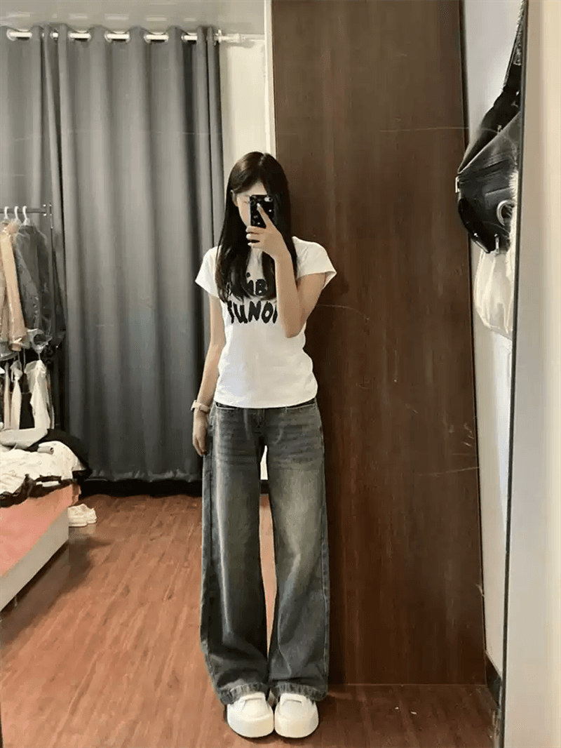 한 부서 순면 기본 셔츠 여성 2026 여름 새로운 알파벳 프린트 라운드 넥 다용도 반팔 티셔츠 루즈핏 맨위 상세 이미지 3