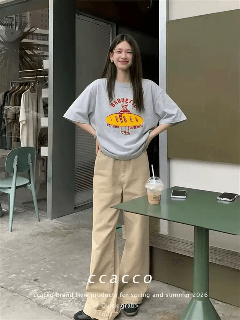 경관 그림 21 순면 210 그램 이후 패키지 칼라 여름 드레스 한 부서 반팔 티셔츠 여성 한국 스타일 루즈핏 빅 사이즈 프린트 상세 이미지 8
