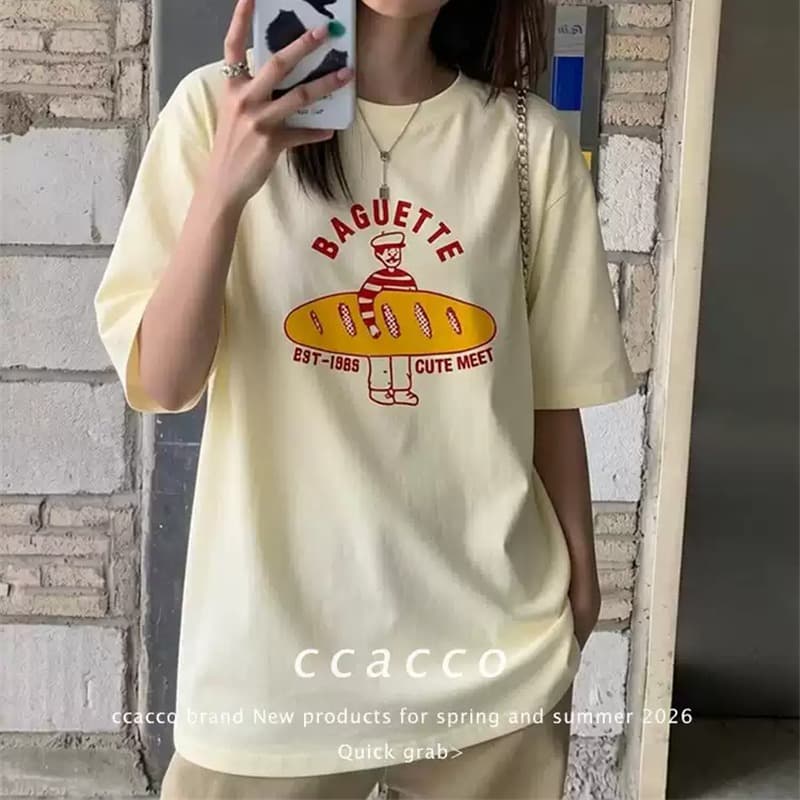 경관 그림 21 순면 210 그램 이후 패키지 칼라 여름 드레스 한 부서 반팔 티셔츠 여성 한국 스타일 루즈핏 빅 사이즈 프린트 이미지 5