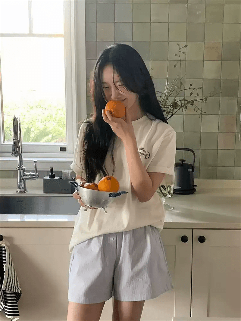 한 부서 순면 기본 셔츠 여름 새로운 느긋한 루즈핏 알파벳 프린트 라운드 넥 반팔 빅 사이즈 여성 의류 티셔츠 상세 이미지 3