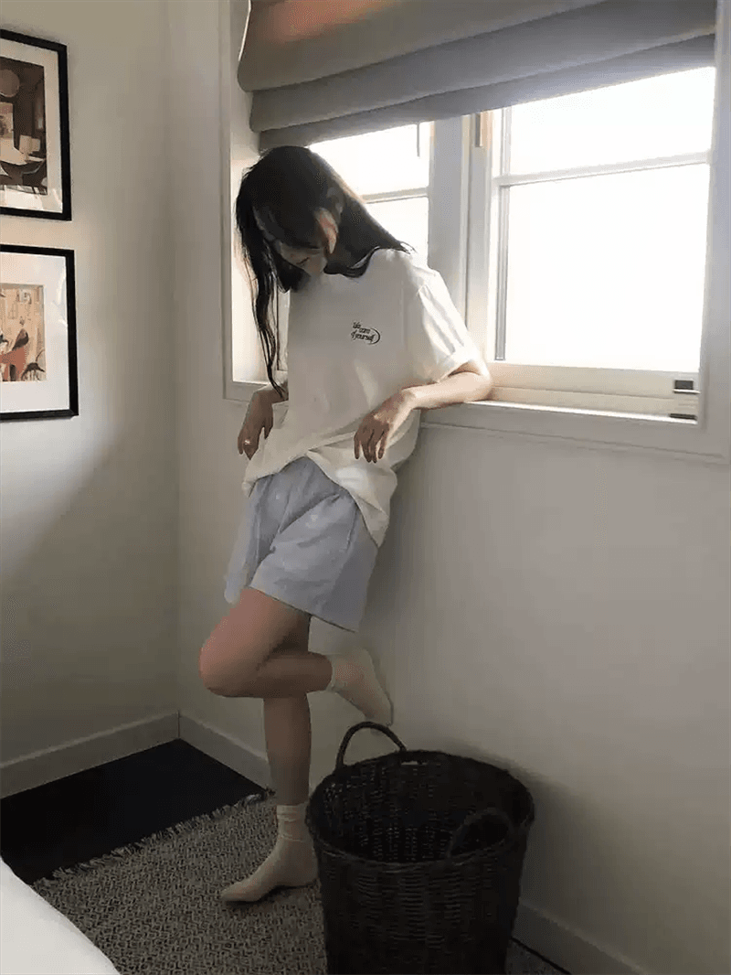 한 부서 순면 기본 셔츠 여름 새로운 느긋한 루즈핏 알파벳 프린트 라운드 넥 반팔 빅 사이즈 여성 의류 티셔츠 상세 이미지 6