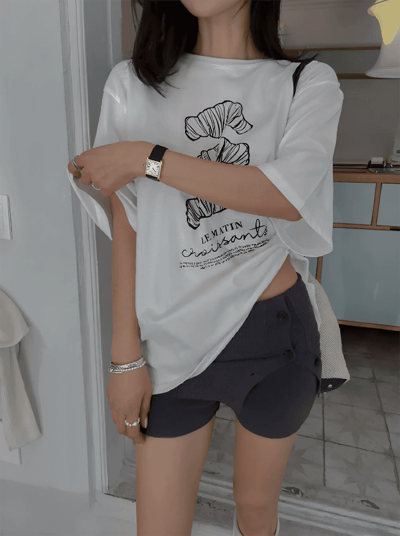 경관 그림 21 순면 210 그램 이후 패키지 칼라 여름 드레스 한 부서 반팔 티셔츠 여성 한국 스타일 루즈핏 빅 사이즈 프린트 상세 이미지 4