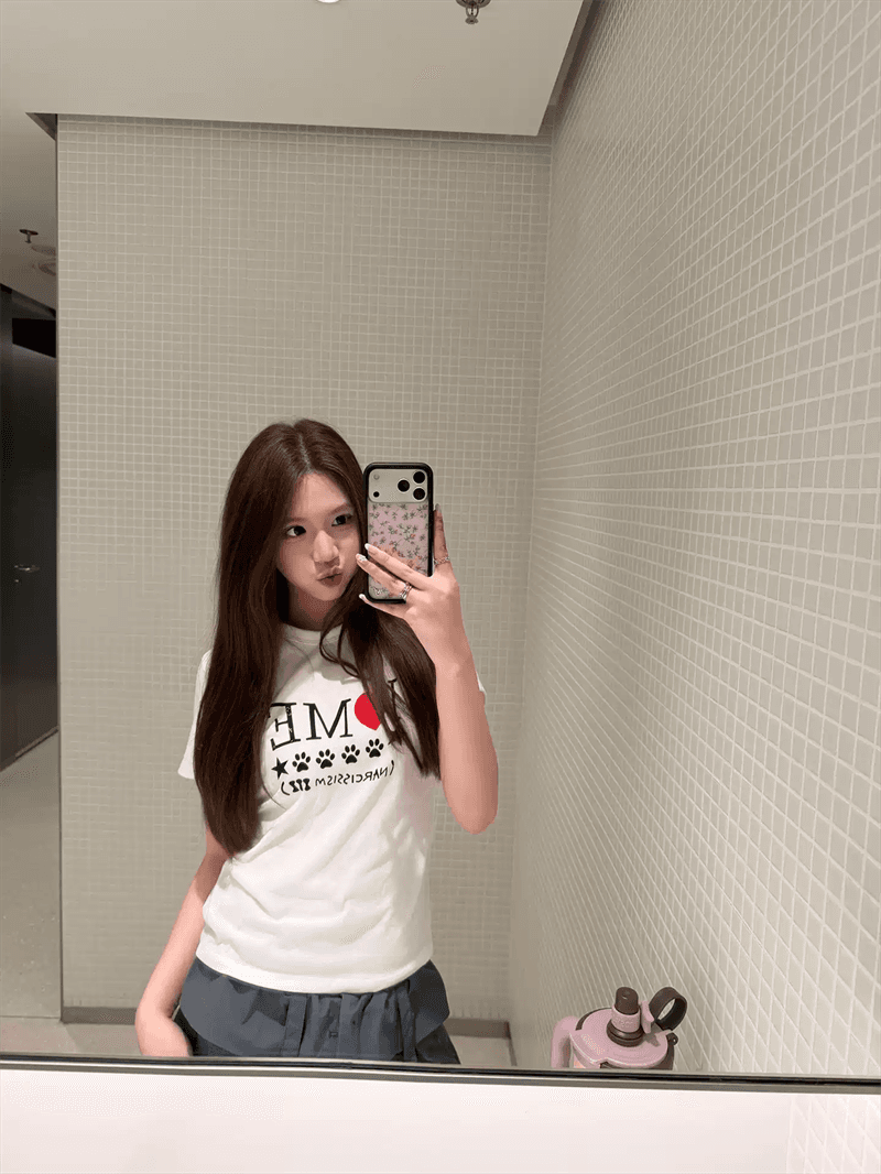 한 부서 순면 기본 셔츠 여성 2026 여름 새로운 알파벳 프린트 라운드 넥 다용도 반팔 티셔츠 루즈핏 맨위 이미지 4