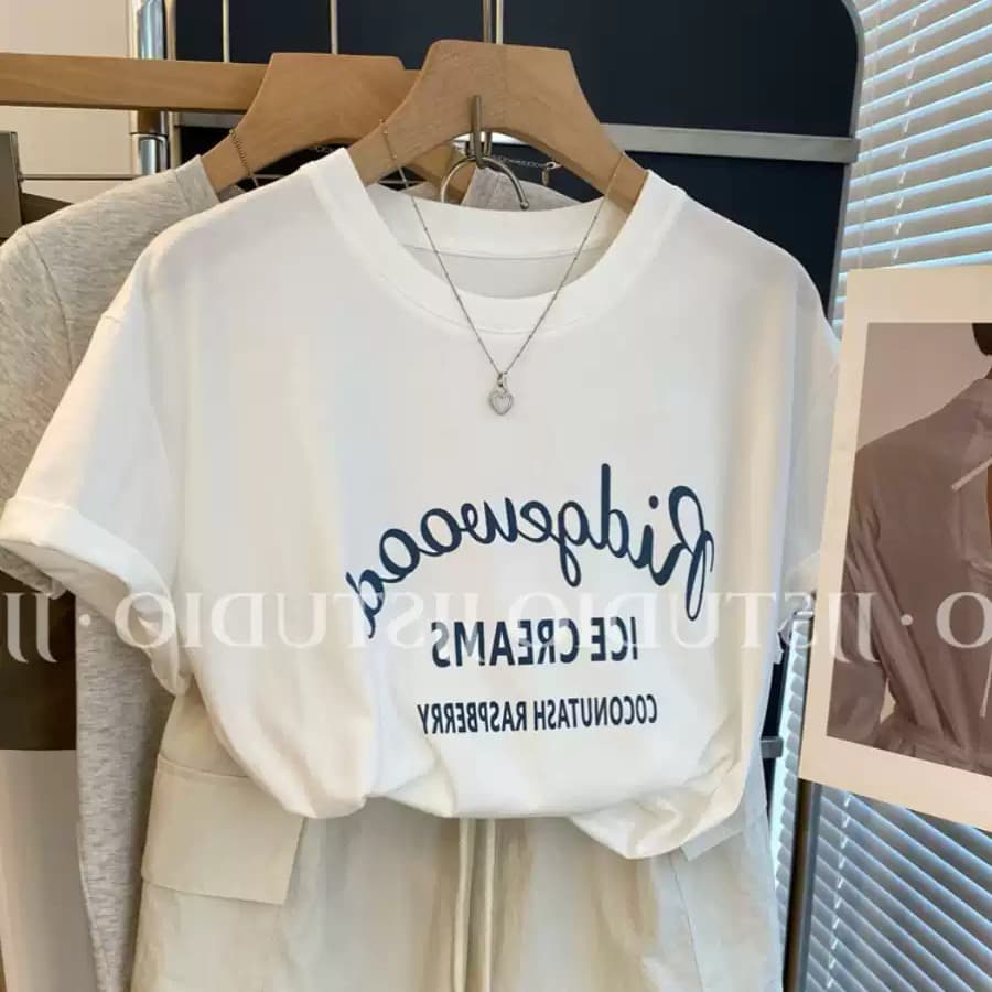경관 그림 21 순면 210 그램 이후 패키지 칼라 여름 드레스 한 부서 반팔 티셔츠 여성 한국 스타일 루즈핏 빅 사이즈 프린트 이미지 5