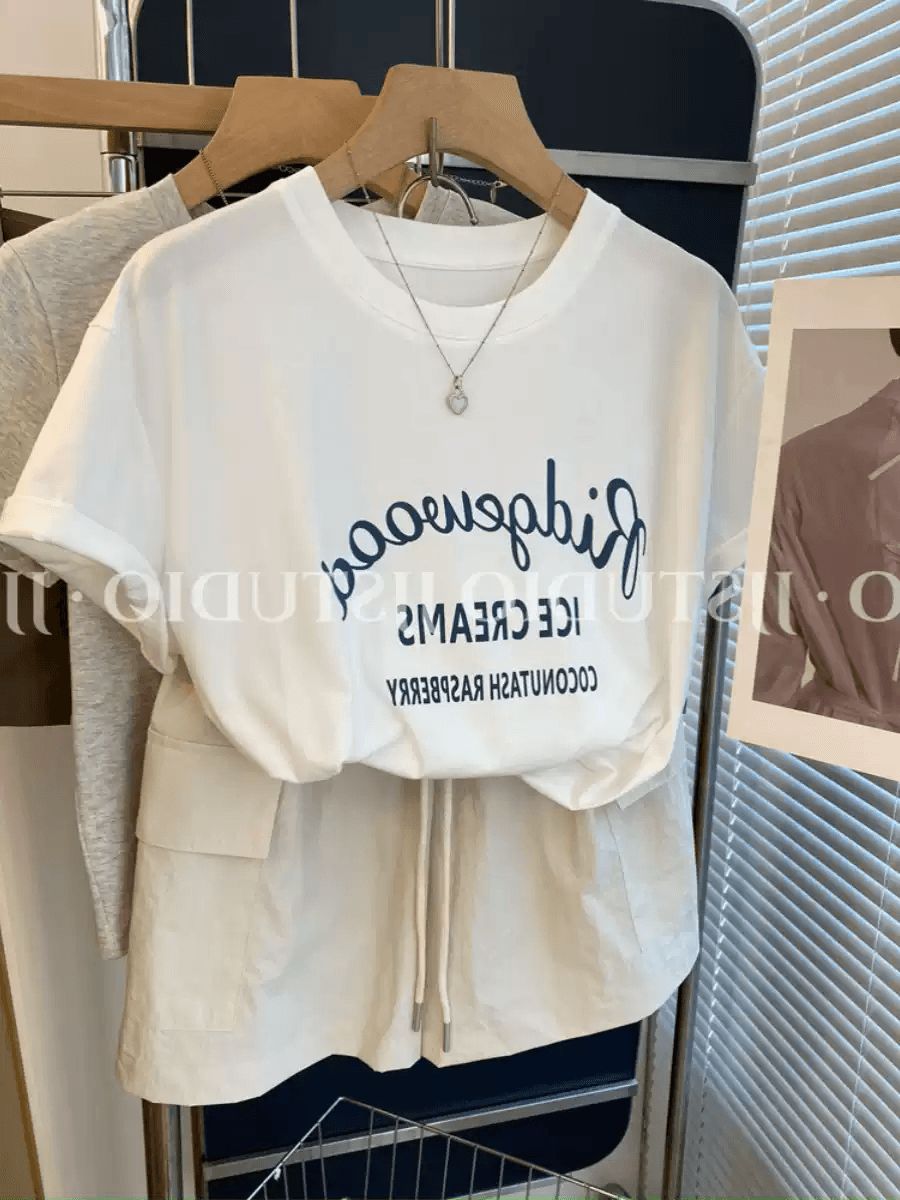 경관 그림 21 순면 210 그램 이후 패키지 칼라 여름 드레스 한 부서 반팔 티셔츠 여성 한국 스타일 루즈핏 빅 사이즈 프린트 상세 이미지 2