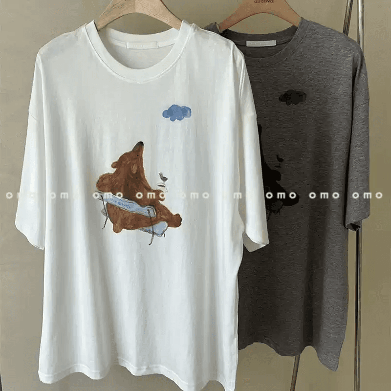 경관 그림 21 순면 210 그램 이후 패키지 칼라 여름 드레스 한 부서 반팔 티셔츠 여성 한국 스타일 루즈핏 빅 사이즈 프린트 이미지 4