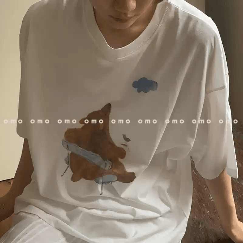 경관 그림 21 순면 210 그램 이후 패키지 칼라 여름 드레스 한 부서 반팔 티셔츠 여성 한국 스타일 루즈핏 빅 사이즈 프린트 상세 이미지 5