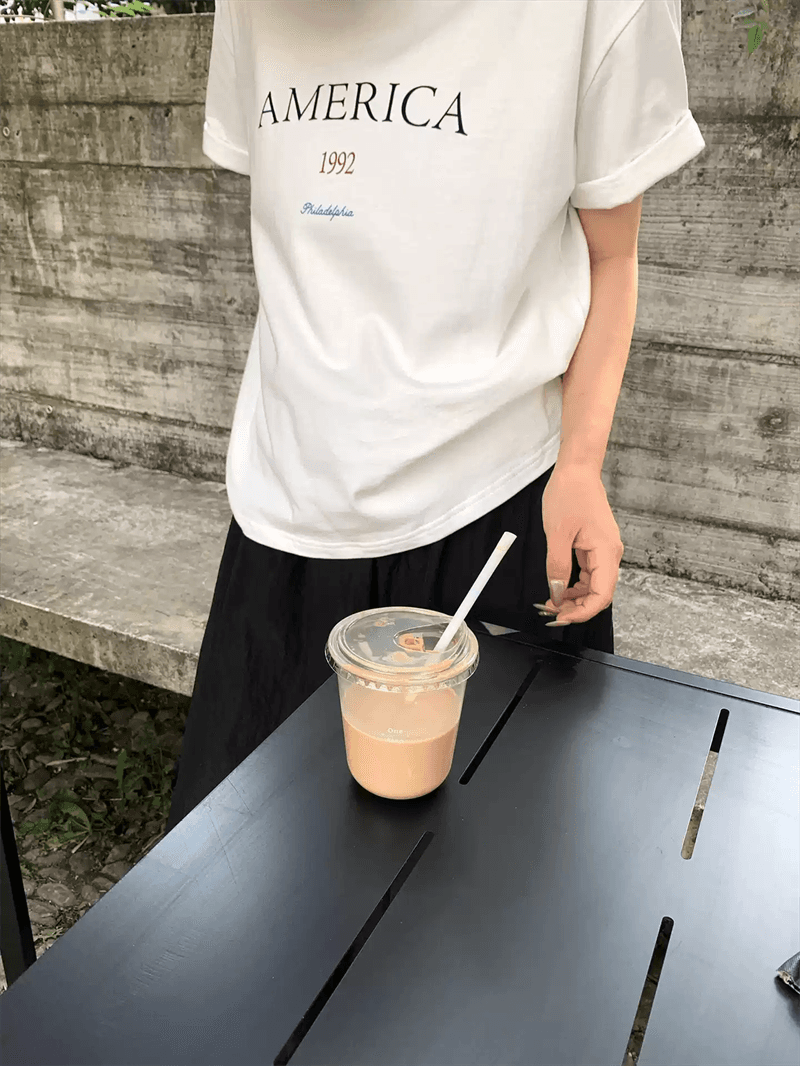 한 부서 순면 기본 셔츠 여름 새로운 느긋한 루즈핏 알파벳 프린트 라운드 넥 반팔 빅 사이즈 여성 의류 티셔츠 이미지 3