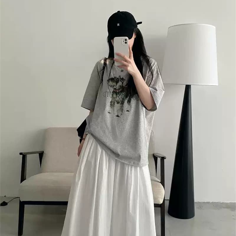 경관 그림 21 순면 210 그램 이후 패키지 칼라 여름 드레스 한 부서 반팔 티셔츠 여성 한국 스타일 루즈핏 빅 사이즈 프린트 이미지 5