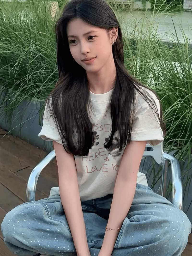 한 부서 순면 기본 셔츠 여름 새로운 느긋한 루즈핏 알파벳 프린트 라운드 넥 반팔 빅 사이즈 여성 의류 티셔츠 상세 이미지 4