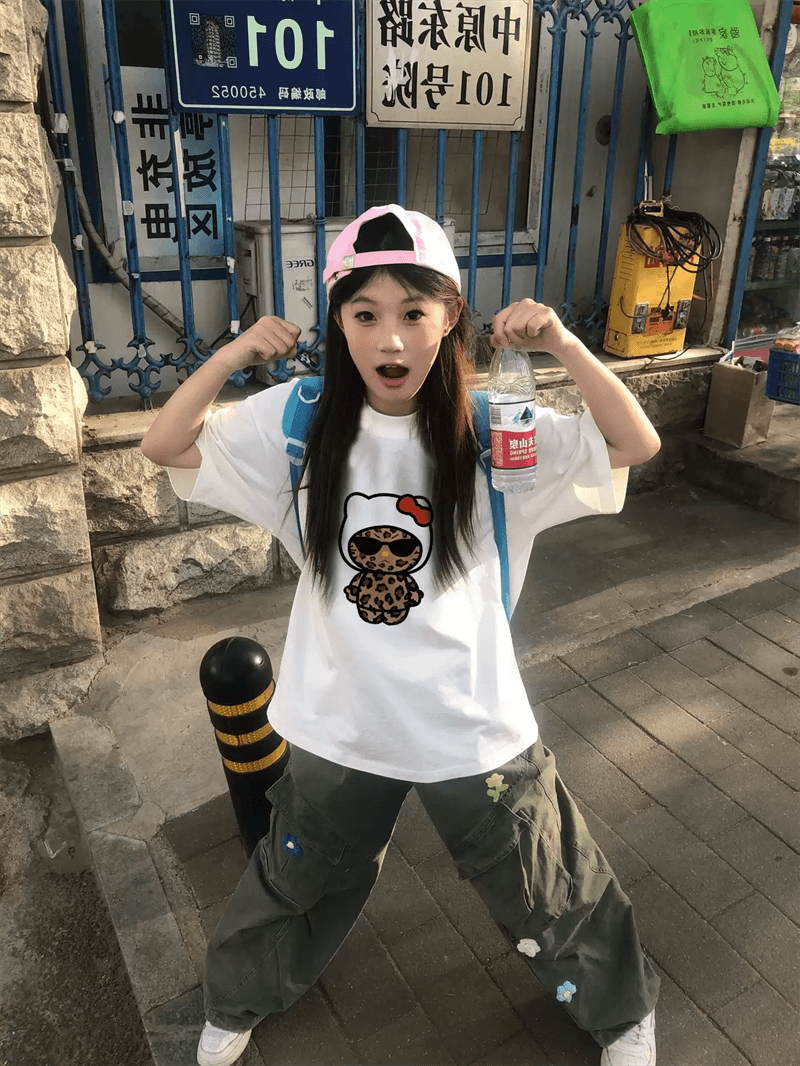 경관 그림 21 순면 210 그램 이후 패키지 칼라 여름 드레스 한 부서 반팔 티셔츠 여성 한국 스타일 루즈핏 빅 사이즈 프린트 이미지 3