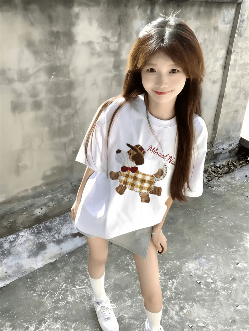 경관 그림 21 순면 210 그램 이후 패키지 칼라 여름 드레스 한 부서 반팔 티셔츠 여성 한국 스타일 루즈핏 빅 사이즈 프린트