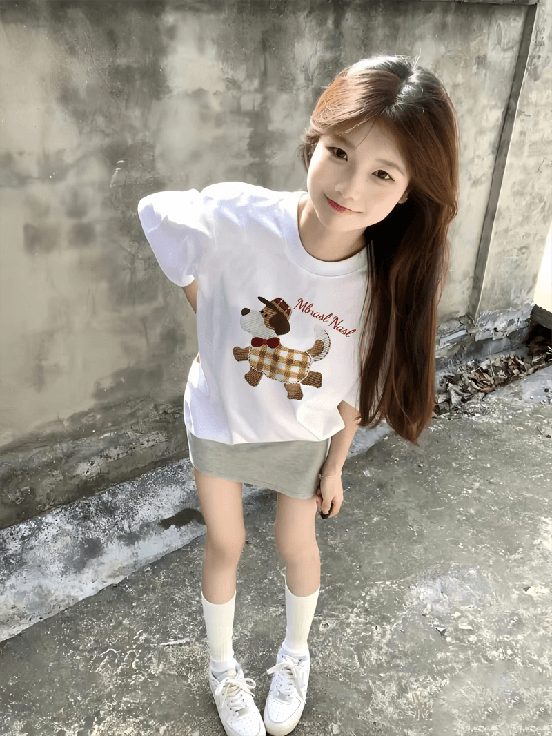 경관 그림 21 순면 210 그램 이후 패키지 칼라 여름 드레스 한 부서 반팔 티셔츠 여성 한국 스타일 루즈핏 빅 사이즈 프린트 상세 이미지 5