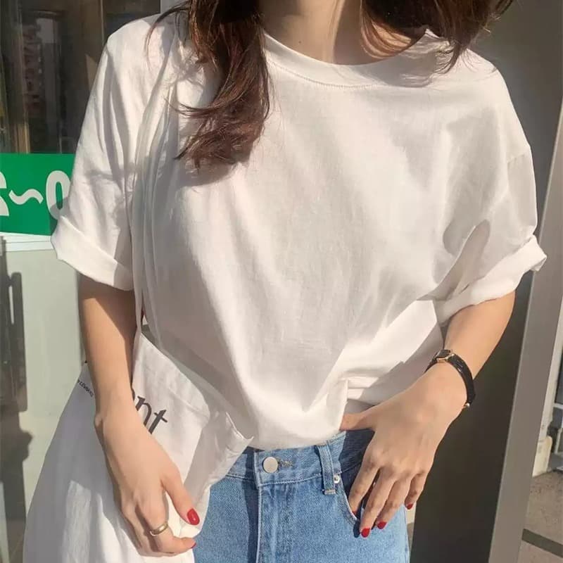 경관 그림 21 순면 210 그램 이후 패키지 칼라 여름 드레스 한 부서 반팔 티셔츠 여성 한국 스타일 루즈핏 빅 사이즈 프린트 이미지 5