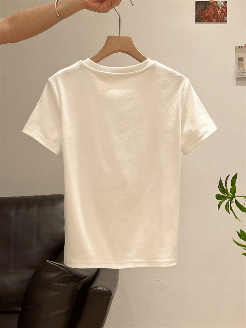 경관 그림 정가 40 순면 220 그램 92 면 8 암모니아 Lun 긍정적 인 어깨 반팔 티셔츠 여성 프린트 이미지 3