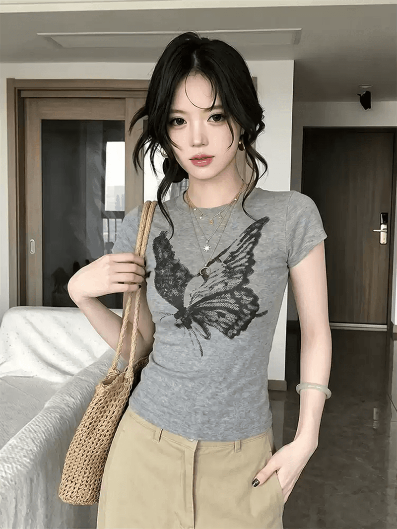2026 한국 대외 무역 새로운 92 면 8 암모니아 Lun 긍정적 인 어깨 반팔 티셔츠 여성 프린트 상세 이미지 3