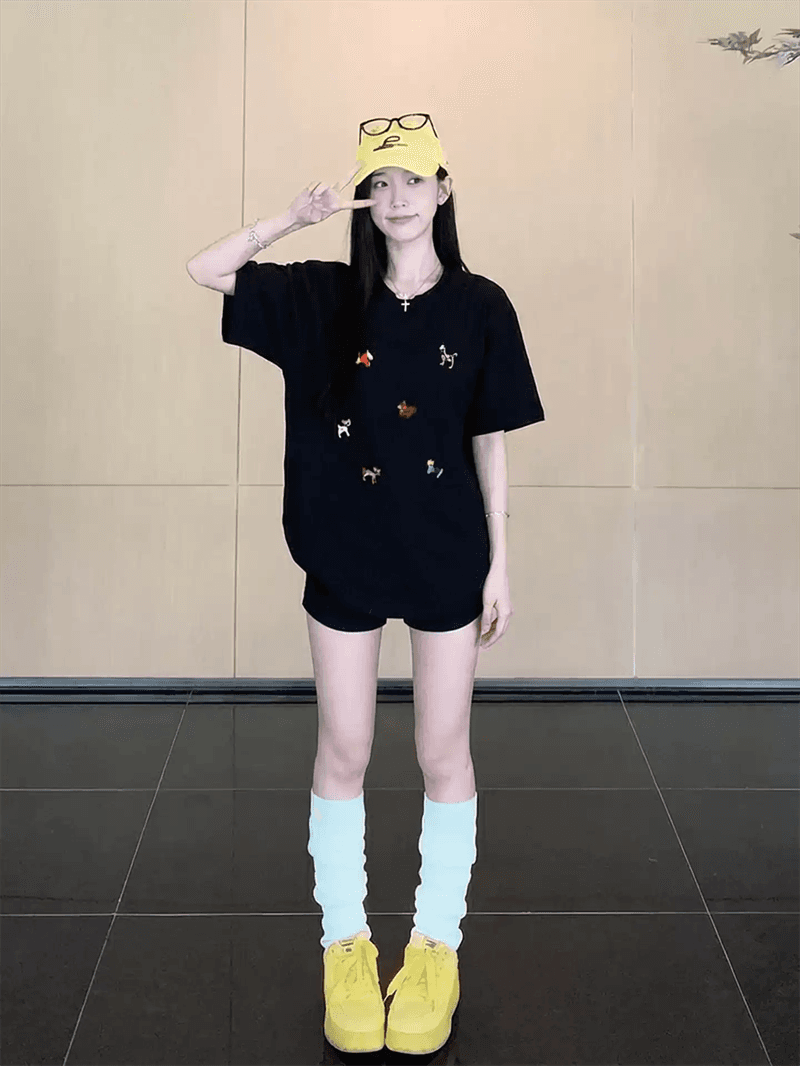 경관 그림 21 순면 210 그램 이후 패키지 칼라 여름 드레스 한 부서 반팔 티셔츠 여성 한국 스타일 루즈핏 빅 사이즈 프린트 이미지 3