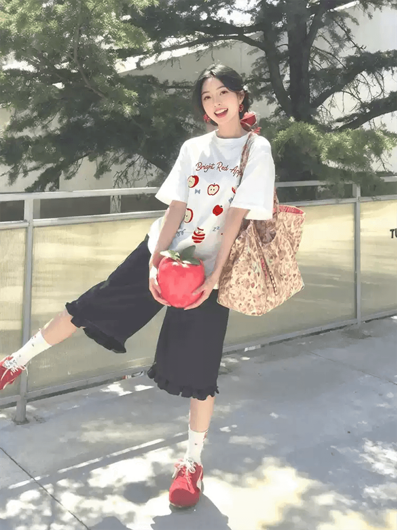 2026 한국 대외 무역 새로운 이후 패키지 칼라 여름 드레스 한 부서 반팔 티셔츠 여성 한국 스타일 루즈핏 빅 사이즈 프린트 상세 이미지 3