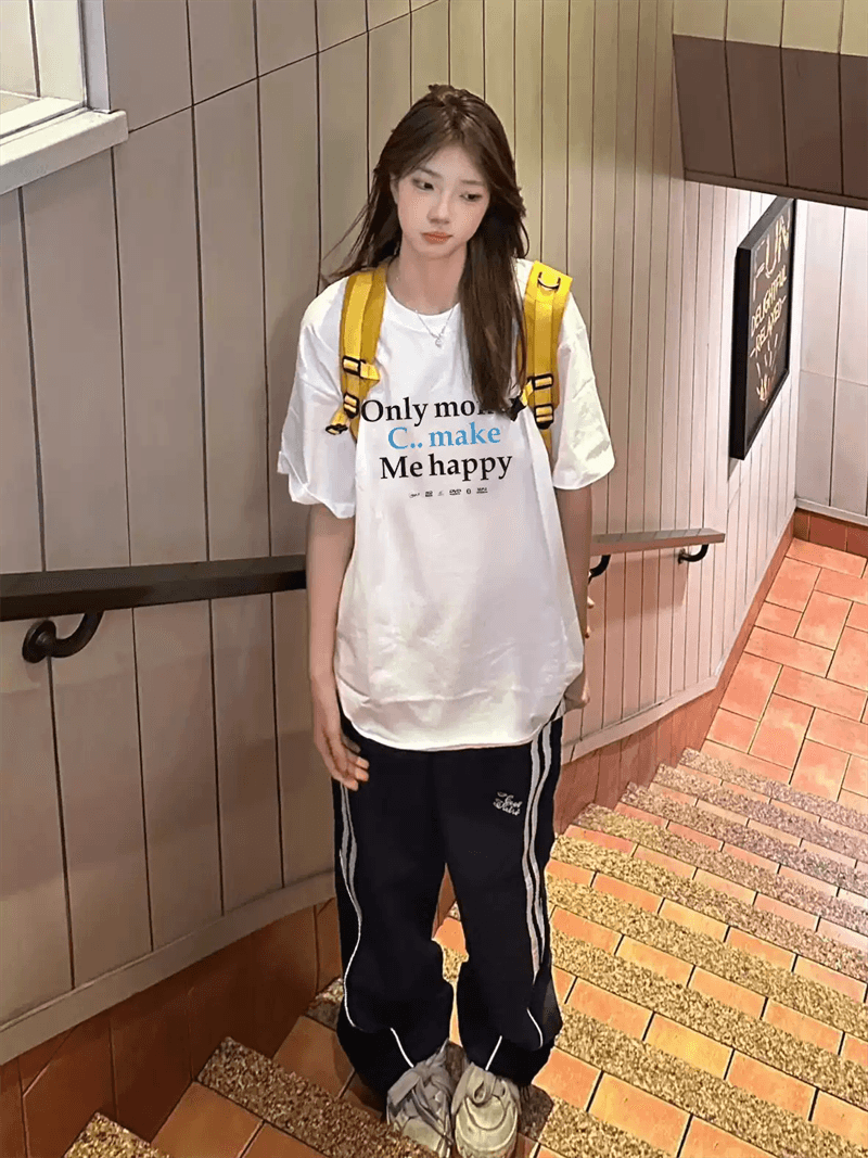 경관 그림 21 순면 210 그램 이후 패키지 칼라 여름 드레스 한 부서 반팔 티셔츠 여성 한국 스타일 루즈핏 빅 사이즈 프린트 상세 이미지 2