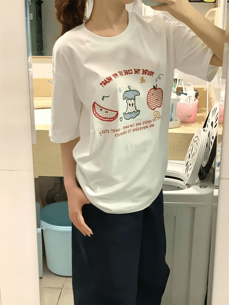 경관 그림 21 순면 210 그램 이후 패키지 칼라 여름 드레스 한 부서 반팔 티셔츠 여성 한국 스타일 루즈핏 빅 사이즈 프린트 이미지 3